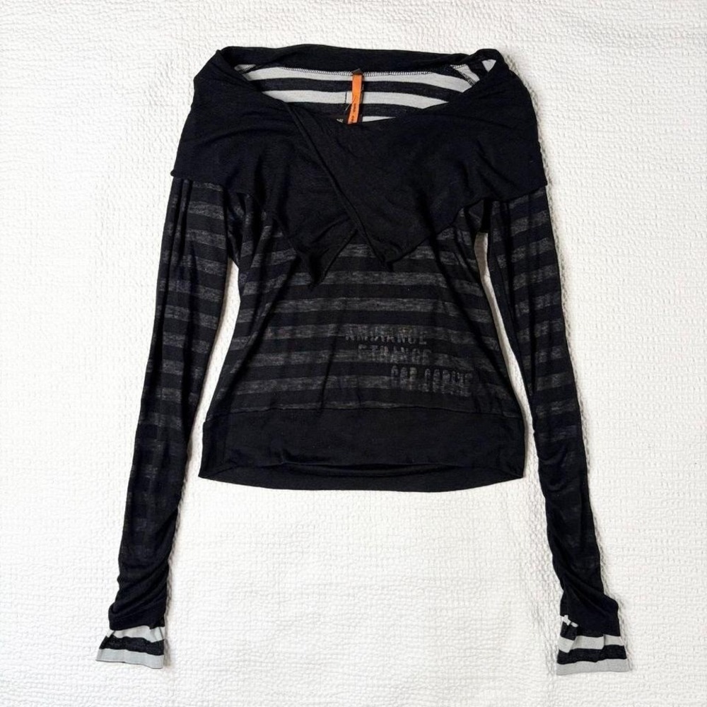 Cop Copine subversive stripe off the shoulder long sleeve